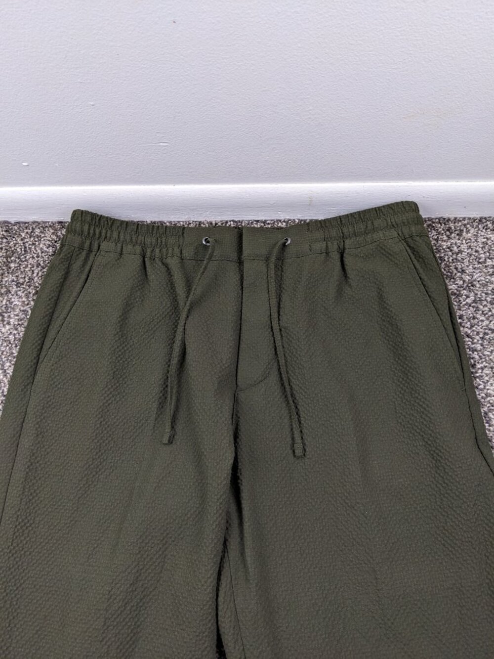 No Nationality NN07 Pants Seersucker Sebastian Green 33x31 Elastic Waist - Picture 2 of 11
